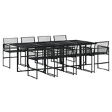 ZNTS 9 Piece Garden Dining Set Black Poly Rattan 3295050