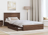 Storage Bed with Drawer Brown Oak 90 x 200 cm Engineered Wood 3410839