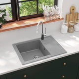 Kitchen Sink with Overflow Hole Oval Grey Granite 147102