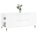 ZNTS Coffee Table High Gloss White 102x44.5x50 cm Engineered Wood 830990
