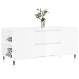 ZNTS Coffee Table High Gloss White 102x44.5x50 cm Engineered Wood 830990