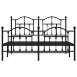 Metal Bed Frame without Mattress with Footboard Black 135x190cm 353456