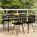5 Piece Garden Dining Set Black Poly Rattan 3157882