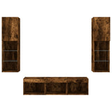 5 Piece TV Wall Units with LED Smoked Oak Engineered Wood 3216608