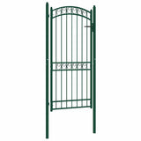 Fence Gate with Arched Top Steel 102x136 cm Green 146367