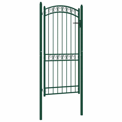Fence Gate with Arched Top Steel 102x136 cm Green 146367