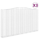 Arched Gabion Baskets 3 pcs 400x30x220/240 cm Galvanised Iron 3145905