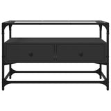 TV Cabinet with Glass Top Black 80x35x51 cm Engineered Wood 846059