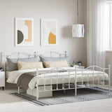 Metal Bed Frame without Mattress with Footboard White 200x200cm 353513