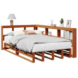 ZNTS Bookcase Bed without Mattress Wax Brown 120x190cm Solid Wood Pine 3324519