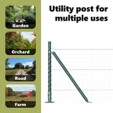 Fence Post with Concrete Base 52 pcs Green Powder-Coated Steel 3350222