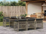 7 Piece Garden Dining Set with Cushions Grey Poly Rattan 3210728