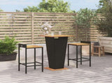 3 Piece Garden Bar Set Black Poly Rattan&Solid Wood Acacia 3187722