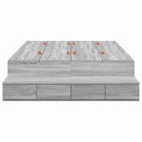 Storage Bed Frame Grey Sonoma 120 cm Engineered Wood 3335690