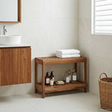 Bathroom Side Table Natural 60 x 30 x 45 cm Solid Teak Wood 42024291