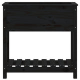 Planter with Shelf Black 82.5x34.5x81 cm Solid Wood Pine 823763