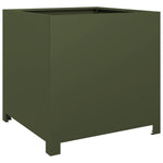 ZNTS Garden Planter Olive Green 50x50x50 cm Steel 851216