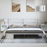 Metal Bed Frame without Mattress with Headboard White 193x203cm 372332