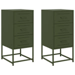 ZNTS Bedside Cabinets 2 pcs Olive Green 36x39x78 cm Steel 846587