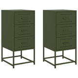 ZNTS Bedside Cabinets 2 pcs Olive Green 36x39x78 cm Steel 846587