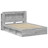 Bed Frame with Storage Grey Sonoma 140 x 190 cm Engineered Wood 3433489