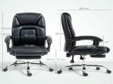 Faux Leather Reclining Office Chair, with Footrest - Black T3398P424991