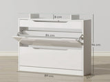 Shoe Storage Cabinet, Shoe Cupboard with Slide Out Drawer, 2 Flip Doors, Tempered Glass Top and T3398P343313