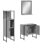 ZNTS 3 Piece Bathroom Cabinet Set Grey Sonoma Engineered Wood 3214347