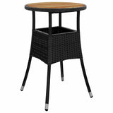 3 Piece Garden Bistro Set with Cushions Black Poly Rattan 3187436