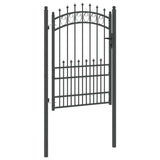 Fence Gate with Spikes Grey 170 x 100 cm Powder-coated steel 42009005
