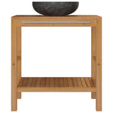 Bathroom Vanity Cabinet Solid Teak with Sink Marble Black 3058161