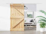Sliding Door Natural and White 85 x 210 cm Solid Pine Wood 3445096