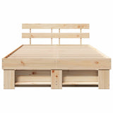 Bed Frame with Headboard Brown 140 x 190 cm Solid Pine Wood 872488