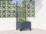 Garden Planter with Trellis&Wheels Blue Grey 40 x 40 x 146 cm 3422921