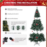 ZNTS 7 FT Snow Tipped Artificial Christmas Tree with DIY 150 Warm Lights, Remote Control, 1100 Branch 03739007