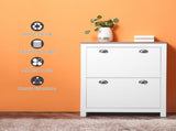 2 Drawer Shoe Cabinet Modern Narrow Shoe Cupboard Hallway Wooden Storage Organiser with Flip Doors T3398P344839