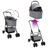 Folding Pet Stroller Adjustable Grey 81 x 47 x 99 cm Polyester 42012436