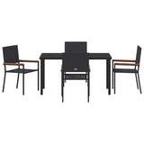 Garden Dining Set with Cushion 5 pcs Black Poly Rattan 3379704