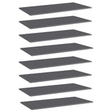 805329 Bookshelf Boards 8 pcs High Gloss Grey 80x30x1,5 cm Engineered Wood