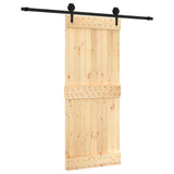Sliding Door Natural and Black 85 x 210 cm Solid Pine Wood 3445154