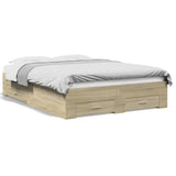 Bed Frame with Drawers without Mattress Sonoma Oak 120x200 cm 3280393