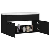 Sink Cabinet with Built-in Basin Black Engineered Wood 3070839