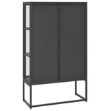 Highboard Anthracite 80x35x135 cm Steel and Tempered Glass 335885