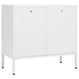 Sideboard White 75x35x70 cm Steel and Tempered Glass 336074