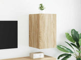 TV Wall Cabinet with LED Lights Sonoma Oak 30.5x35x70 cm 837236