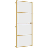 Interior Door Slim Golden 83x201.5 cm Tempered Glass and Aluminium 155133