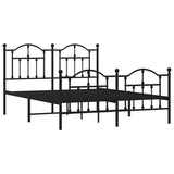 Metal Bed Frame without Mattress with Footboard Black 135x190cm 353456