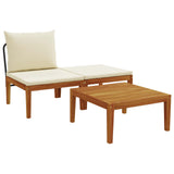 3 pcs Garden Lounge Set with Cushions Solid Acacia Wood & Rope 42022067
