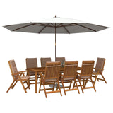 9-Piece Garden Dining Set Natural Solid Acacia Wood 3434586