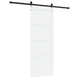 Sliding Door 78 x 202 cm Engineered Wood White and Black 3449902